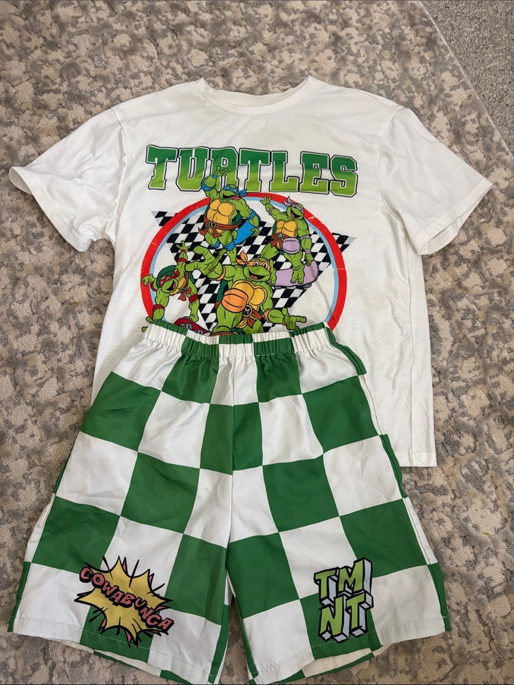 Nickelodeon Teenage Mutant Ninja Turtles White & Green Kids Matching Set